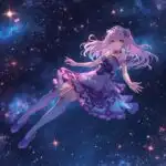 Cosmic Girl Floating Among Stars