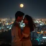 Couple Watching City Lights Night View