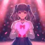 Cute Anime Idol Girl With Heart Glowstick