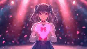 Cute Anime Idol Girl With Heart Glowstick