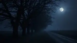 Dark Trees Beside Empty Road