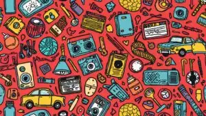 Doodle Style Hand Drawn Retro Elements Pattern