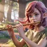 Fantasy Elf Anime Girl With Flute
