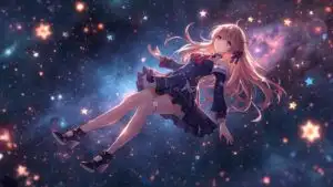 Galactic Anime Girl Surrounded by Stars