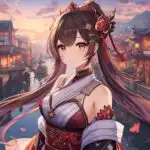 Genshin Style Anime Girl In Liyue Harbor