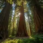 Giant Sequoia Tree Forest Sunlight