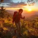 Golden Sunrise Mountain Hike Through Autumn Forest