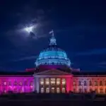 Grand Neoclassical Dome Building at Night