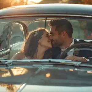 Kiss in the Vintage Car