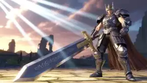 Legendary Knight Wielding Sword in Ancient Ruins
