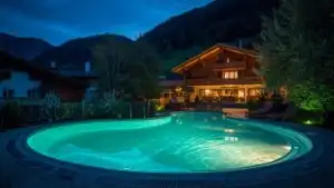 Luxury Mountain Pool at Night