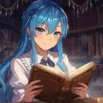 Magic Librarian Girl Reading Ancient Book