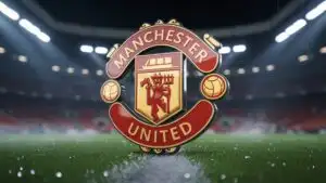 Manchester United Crest Under Stadium Lights