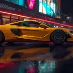 McLaren 570S Yellow Side Night