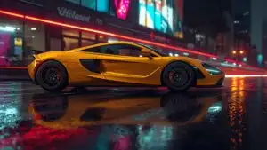 McLaren 570S Yellow Side Night