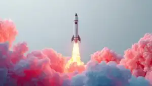 Minimalist Rocket Launch Smoke Trails Art