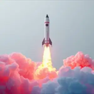 Minimalist Rocket Launch Smoke Trails Art