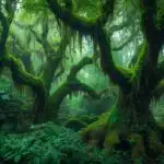Moss Covered Trees Deep Green Forest Floor