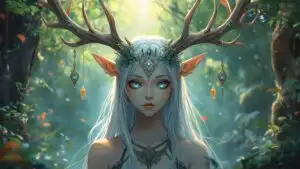 Mystic Forest Spirit Girl With Antlers