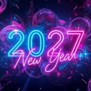 New Year 2027 Abstract Countdown Clock Neon Light