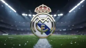 Real Madrid 3D Metallic Emblem on Concrete