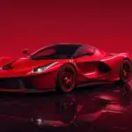 Red Ferrari LaFerrari Hypercar in Dramatic Neon Studio