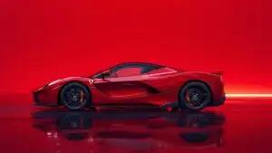 Red Ferrari LaFerrari Hypercar in Minimal Neon Studio