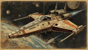 Retro Sci-Fi Spaceship Drawing