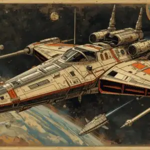 Retro Sci-Fi Spaceship Drawing