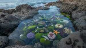 Rocky Shoreline Tide Pools Ocean Life Close Up