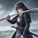Samurai Girl In Rainy Battlefield