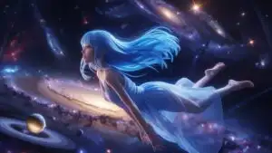 Stellar Anime Girl Drifting Through Space