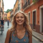 Traveler Walking Through Old Town