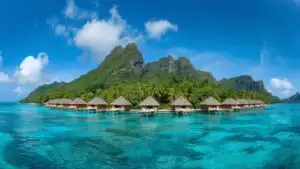 Tropical Island Overwater Bungalows Calm Sea