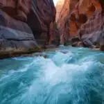 Turquoise River Cutting Through Zion Slot Canyon