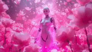 Valkyrie Android Under Pink Cyber Bloom