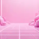 Vaporwave Grid Floor Pink Hue Abstract Design