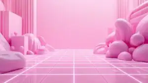 Vaporwave Grid Floor Pink Hue Abstract Design