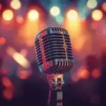 Vintage Microphone Stage Performer Lighting Focus