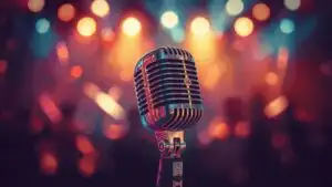 Vintage Microphone Stage Performer Lighting Focus