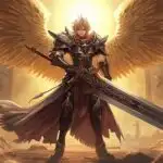 Winged Guardian Holding Sword in Sanctuary of Light