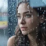 Woman Watching the Rain From Indoors on a Cloudy Day