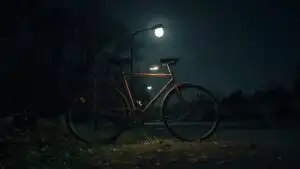 Abandoned Bike Under Street Lamp