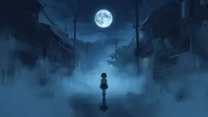 Anime Girl Walking Through Foggy Street