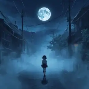 Anime Girl Walking Through Foggy Street