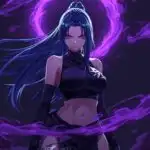 Blue Hair Ninja Girl Dark Aura