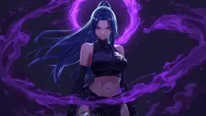 Blue Hair Ninja Girl Dark Aura