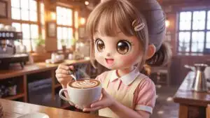 Cute Barista Girl Preparing Latte Art