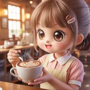 Cute Barista Girl Preparing Latte Art