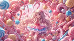Cute Girl Candy Wonderland